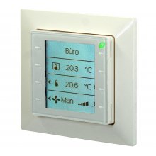 Room unit for KNX PL-Link, freely configurable, flush-mounted with square bezel